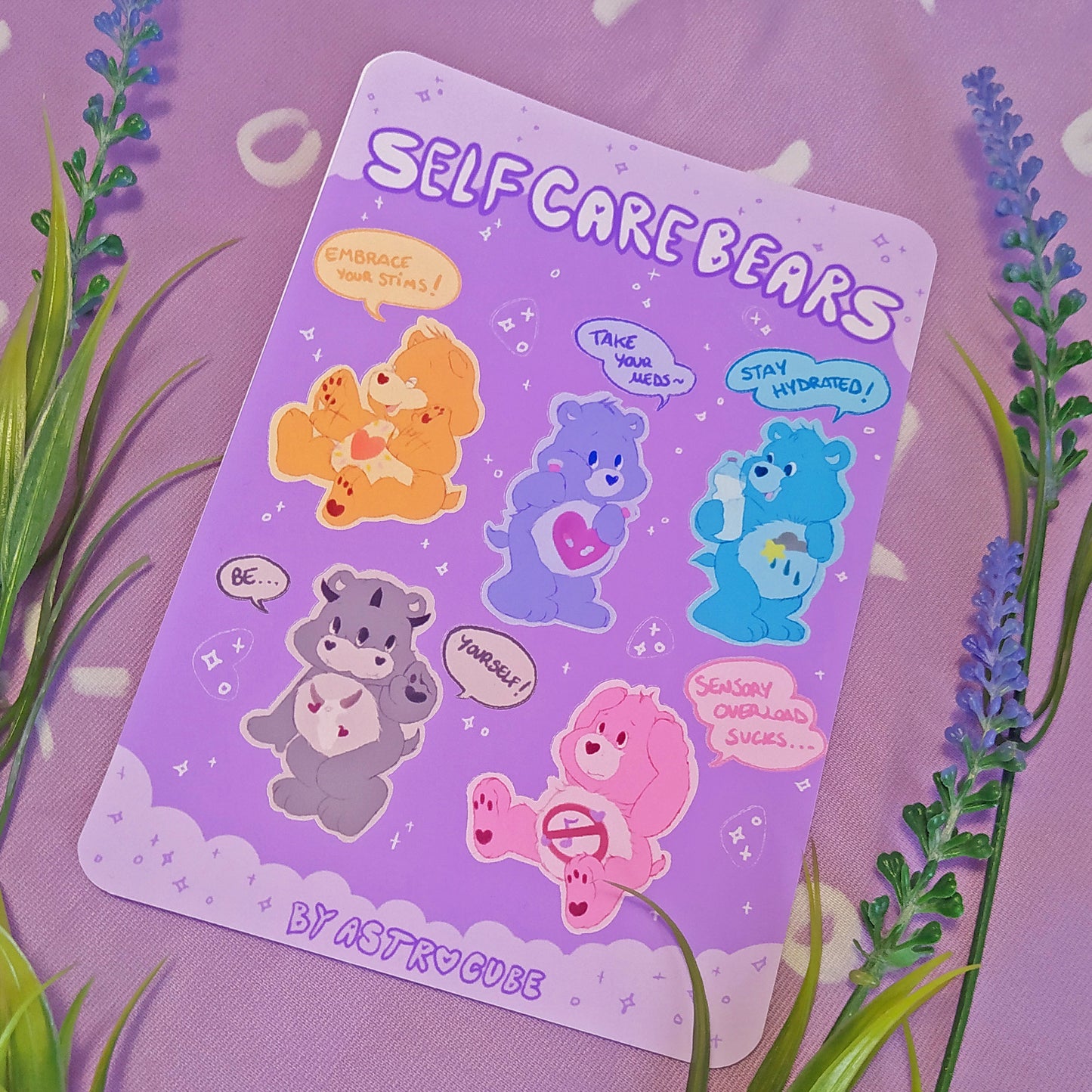Self care bears sticker sheet